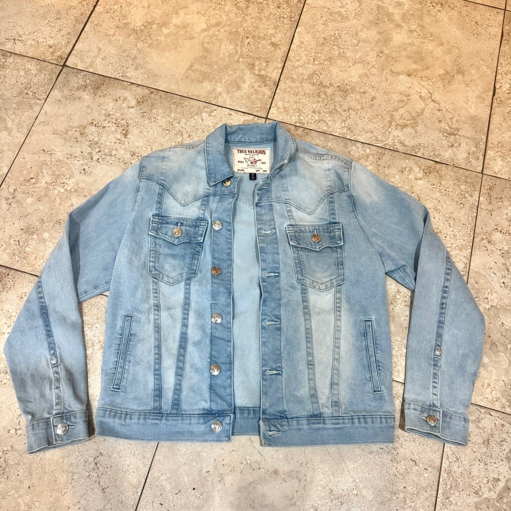 True Religion Light Wash Blue Denim Jacket Medium